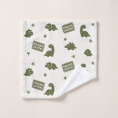 Preppy Boys Dinosaur Gingham -  Brown Red & Green バスタオルセット (ウォッシュタオル)