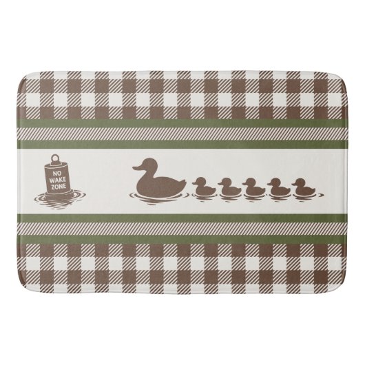 Preppy Boys Duck & Gingham - Brown Army Green バスマット (正面)