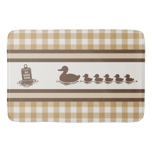 Preppy Boys Duck & Gingham-  Chocolate Brown Khaki バスマット (正面)