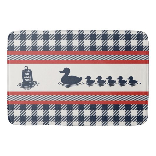 Preppy Boys Duck & Gingham-  Navy Red  バスマット (正面)