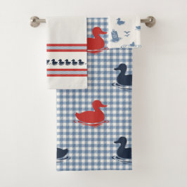 Preppy Boys Duck & Gingham Navy Red Smoke Blue バスタオルセット