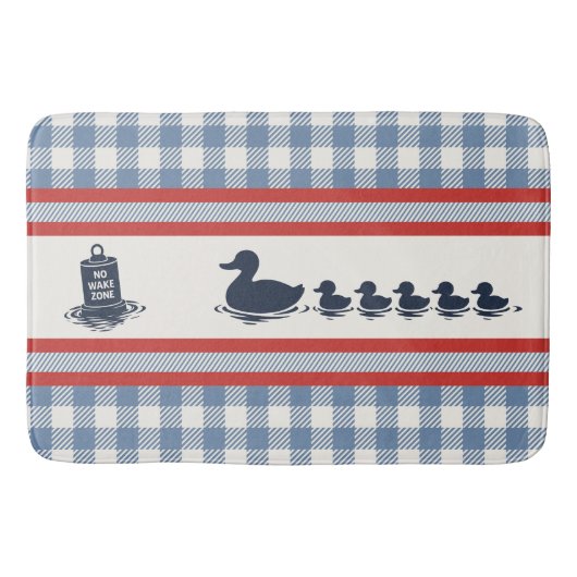 Preppy Boys Duck & Gingham-  Navy Red Smoke Blue バスマット (正面)