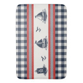 Preppy Boys Sailboat & Gingham - Barn Red & Navy バスマット (正面縦)
