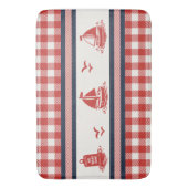 Preppy Boys Sailboat & Gingham - Navy & Barn Red バスマット (正面縦)