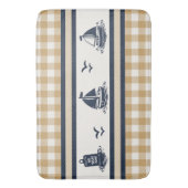 Preppy Boys Sailboat & Gingham - Navy & Khaki バスマット (正面縦)