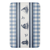 Preppy Boys Sailboat & Gingham - Smoke Blue & Navy バスマット (正面縦)