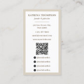 Preppy Brown & Beige Stripes Bakery Logo QR Code 名刺 (裏面)