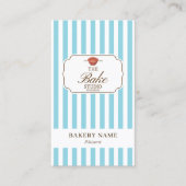 Preppy Brown & Blue Stripes Bakery Logo QR Code 名刺 (正面)