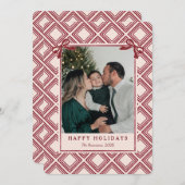 Preppy Burgundy Diamond Pattern Holiday Card (正面/裏面)