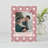 Preppy Burgundy Diamond Pattern Holiday Card (スタンド正面)