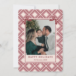 Preppy Burgundy Diamond Pattern Holiday Card