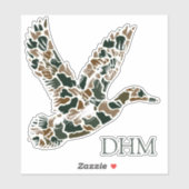 Preppy Camouflage Mallard Duck Monogram シール (シート)