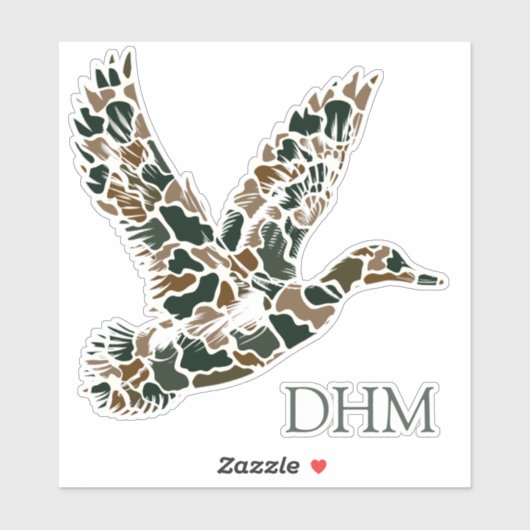 Preppy Camouflage Mallard Duck Monogram シール (シート)