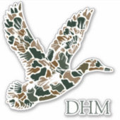 Preppy Camouflage Mallard Duck Monogram シール (正面)
