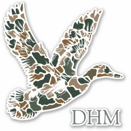 Preppy Camouflage Mallard Duck Monogram シール (正面)
