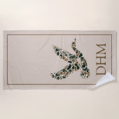 Preppy Camouflage Mallard Duck Monogram ビーチタオル (正面)