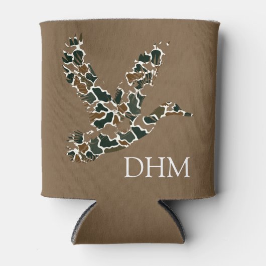 Preppy Camouflage Mallard Duck Monogram 缶クーラー (正面)