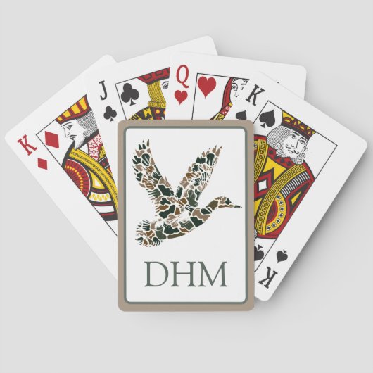 Preppy Camouflage Mallard Ducks Monogram トランプ (裏面)