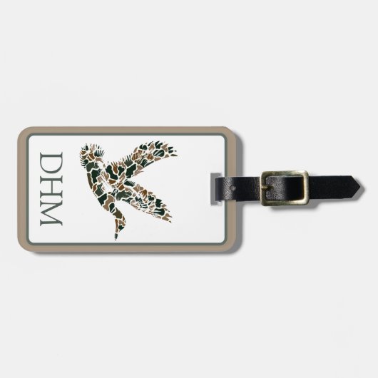 Preppy Camouflage Mallard Ducks Monogram ラゲッジタグ (正面横)