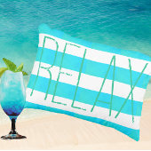 Preppy Caribbean Blue and White Stripe Relax  ビーチタオル