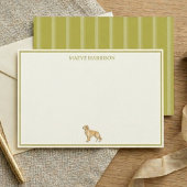 Preppy Chartreuse Stripe Golden Retriever 便箋
