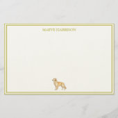 Preppy Chartreuse Stripe Golden Retriever 便箋 (正面)