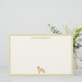 Preppy Chartreuse Stripe Golden Retriever 便箋 (スタンド正面)