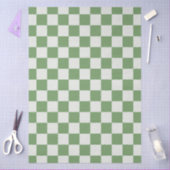 Preppy Checkerboard Green White Mod Retro 薄葉紙 (クラフト)