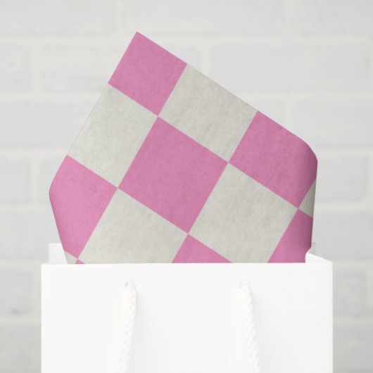 Preppy Checkerboard Pink White Mod Retro 薄葉紙 (ギフトバッグ)
