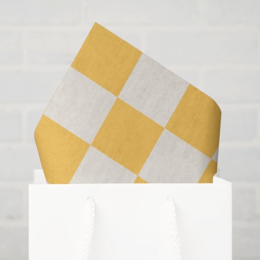 Preppy Checkerboard Yellow White Mod Retro 薄葉紙 (ギフトバッグ)