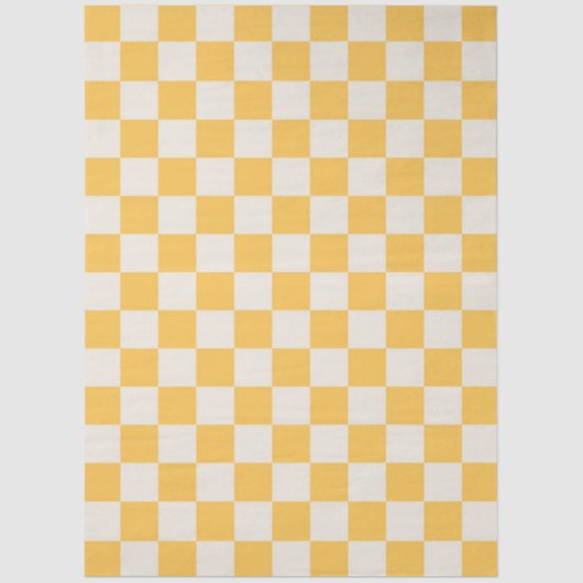Preppy Checkerboard Yellow White Mod Retro 薄葉紙 (正面)