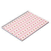 Preppy Cherry Stripes - Pink and Off White ノートブック (左側)