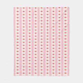 Preppy Cherry Stripes - Pink and Off White フリースブランケット