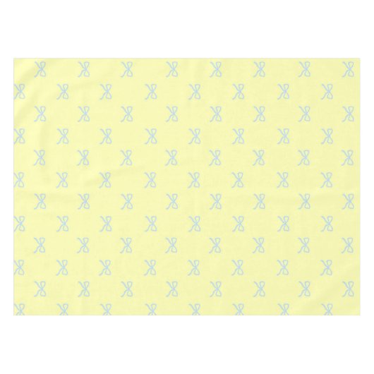 Preppy Chic Yellow & Blue Bow Pattern Spring テーブルクロス (正面(横))