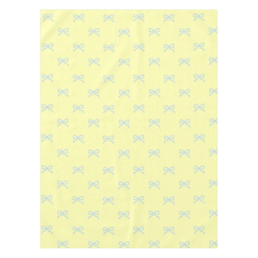Preppy Chic Yellow & Blue Bow Pattern Spring テーブルクロス (正面)