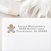 Preppy Chinoiserie Christmas Gingerbread Address ラベル (インサイチュ)