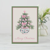 Preppy Chinoiserie Christmas Tree Gift Card Holder シーズンカード (スタンド正面)