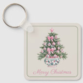 Preppy Chinoiserie Christmas Tree Personalized キーホルダー (正面)