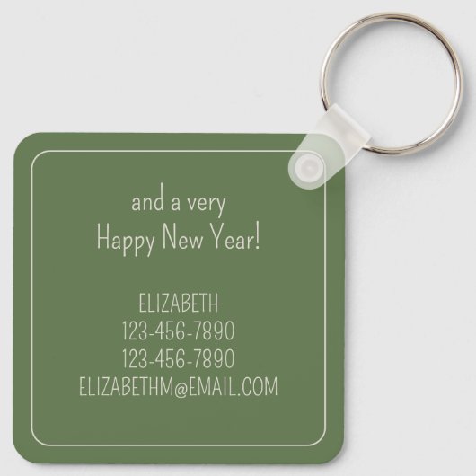 Preppy Chinoiserie Christmas Tree Personalized キーホルダー (裏面)