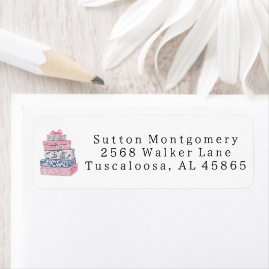Preppy Chinoiserie Grandmilennial Gift Address ラベル (インサイチュ)