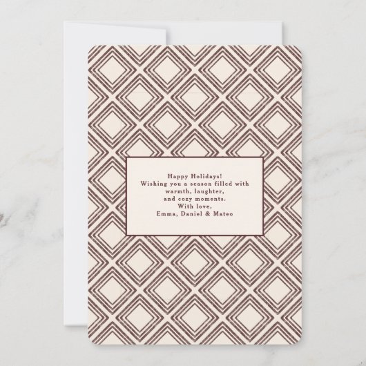 Preppy Chocolate Diamond Pattern Holiday Card (裏面)