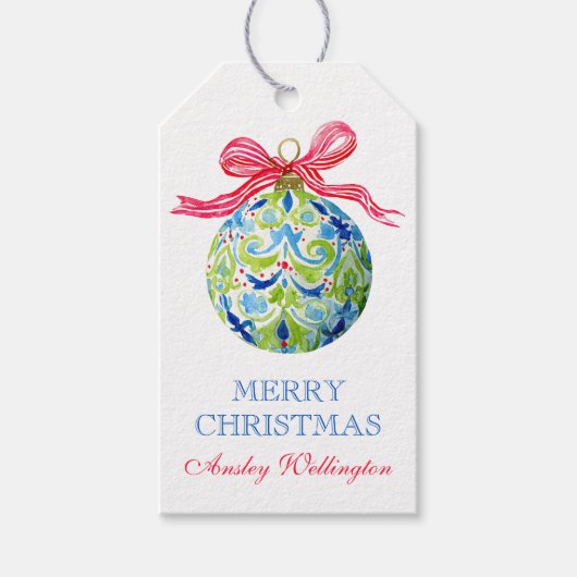Preppy Christmas Baubles Ornaments ギフトタグ (正面)