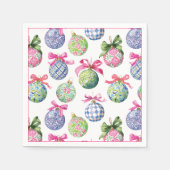 Preppy Christmas Baubles Ornaments スタンダードカクテルナプキン (正面)