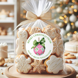 Preppy Christmas Baubles Ornaments ラウンドシール