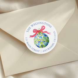 Preppy Christmas Baubles Ornaments ラウンドシール