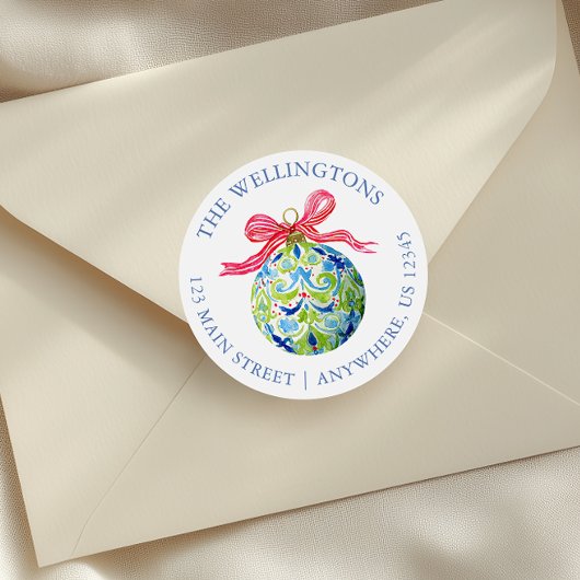 Preppy Christmas Baubles Ornaments ラウンドシール