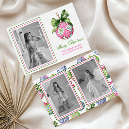 Preppy Christmas Baubles Ornaments Photo Holiday シーズンカード