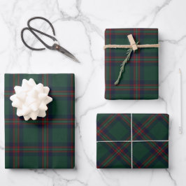 Preppy Christmas Dark Green Plaid  ラッピングペーパーシート