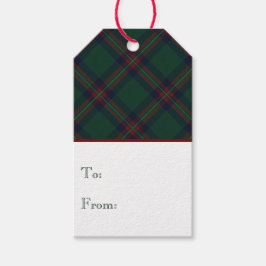 Preppy Christmas Dark Green Plaid Wrapping Paper ギフトタグ