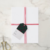 Preppy Christmas Dark Green Plaid Wrapping Paper ギフトタグ (より糸付き)